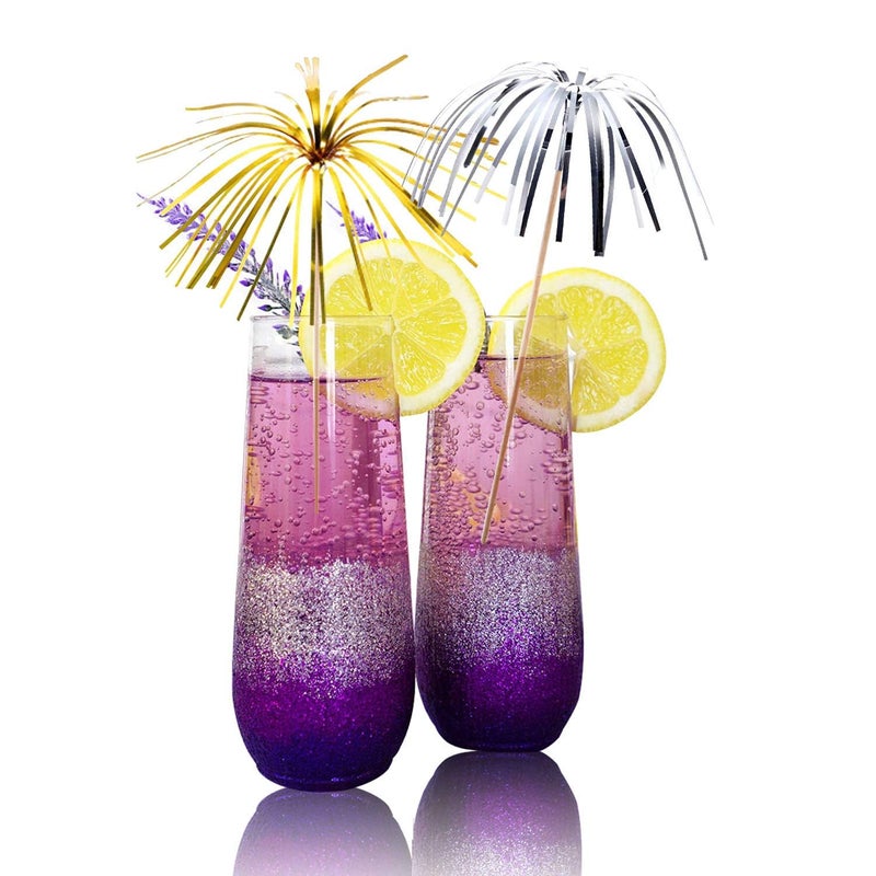 Allazone 200 PCS Cocktail Picks Firework Party Picks, 23CM Golden Silver Firework Cake Toppers, Sandwich & Cocktail Picks, Toothpicks for Cakes Decoration, Party Supplies, Christmas Decoration - Image 5